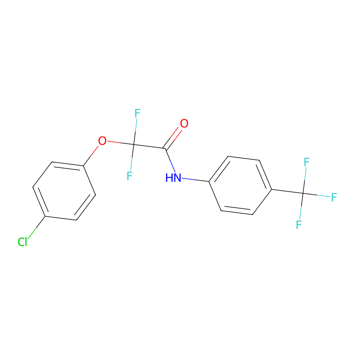 2-(4-chlorophenoxy)-2,2-difluoro-N-[4-(trifluoromethyl)phenyl]acetamide molecular structure, CAS 250714-68-2