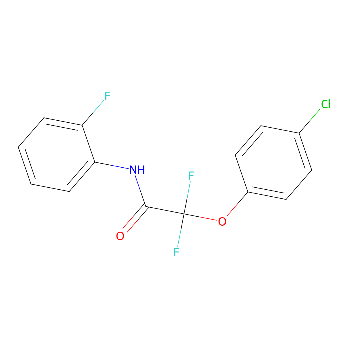 2-(4-chlorophenoxy)-2,2-difluoro-N-(2-fluorophenyl)acetamide molecular structure, CAS 250714-69-3