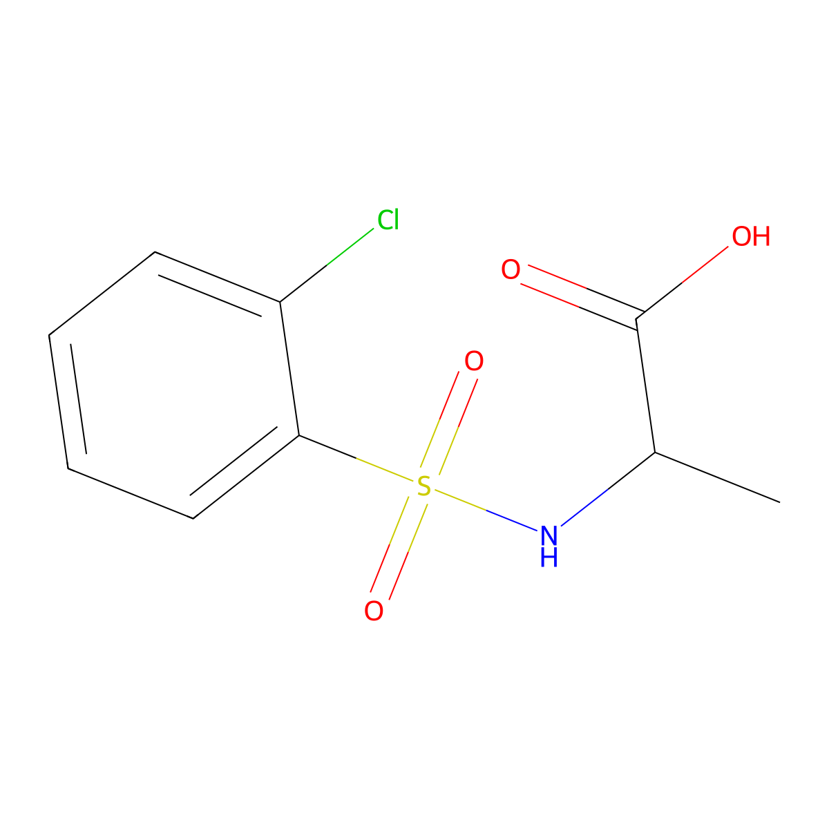 2-{[(2-Chlorophenyl)sulfonyl]amino}propanoic acid molecular structure, CAS 250714-73-9
