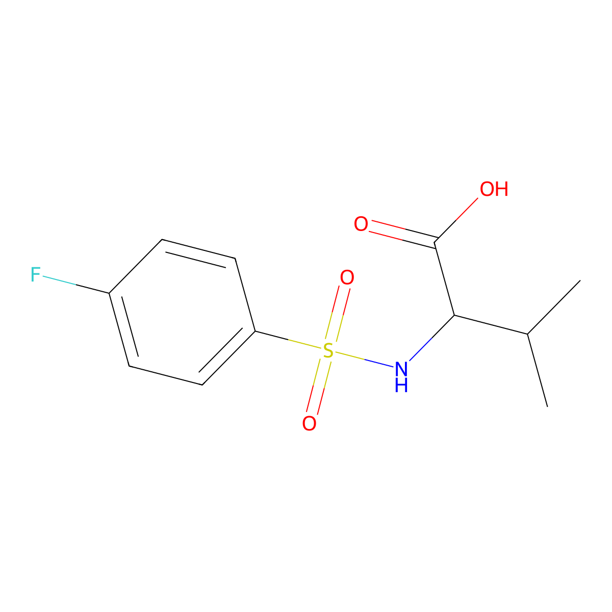 2-{[(4-Fluorophenyl)sulfonyl]amino}-3-methylbutanoic acid molecular structure, CAS 250714-79-5