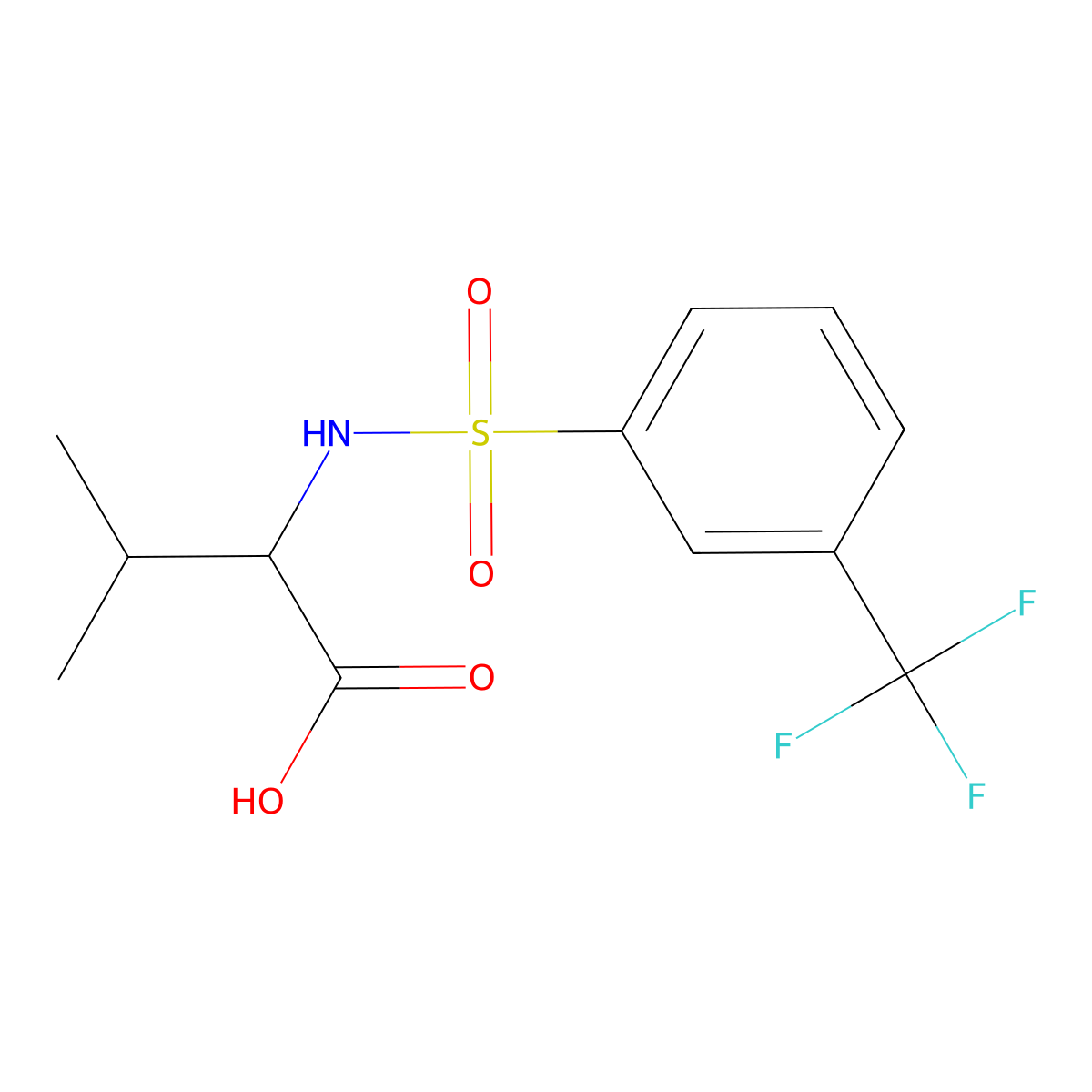 3-Methyl-2-[3-(trifluoromethyl)benzenesulfonamido]butanoic acid molecular structure, CAS 250714-85-3