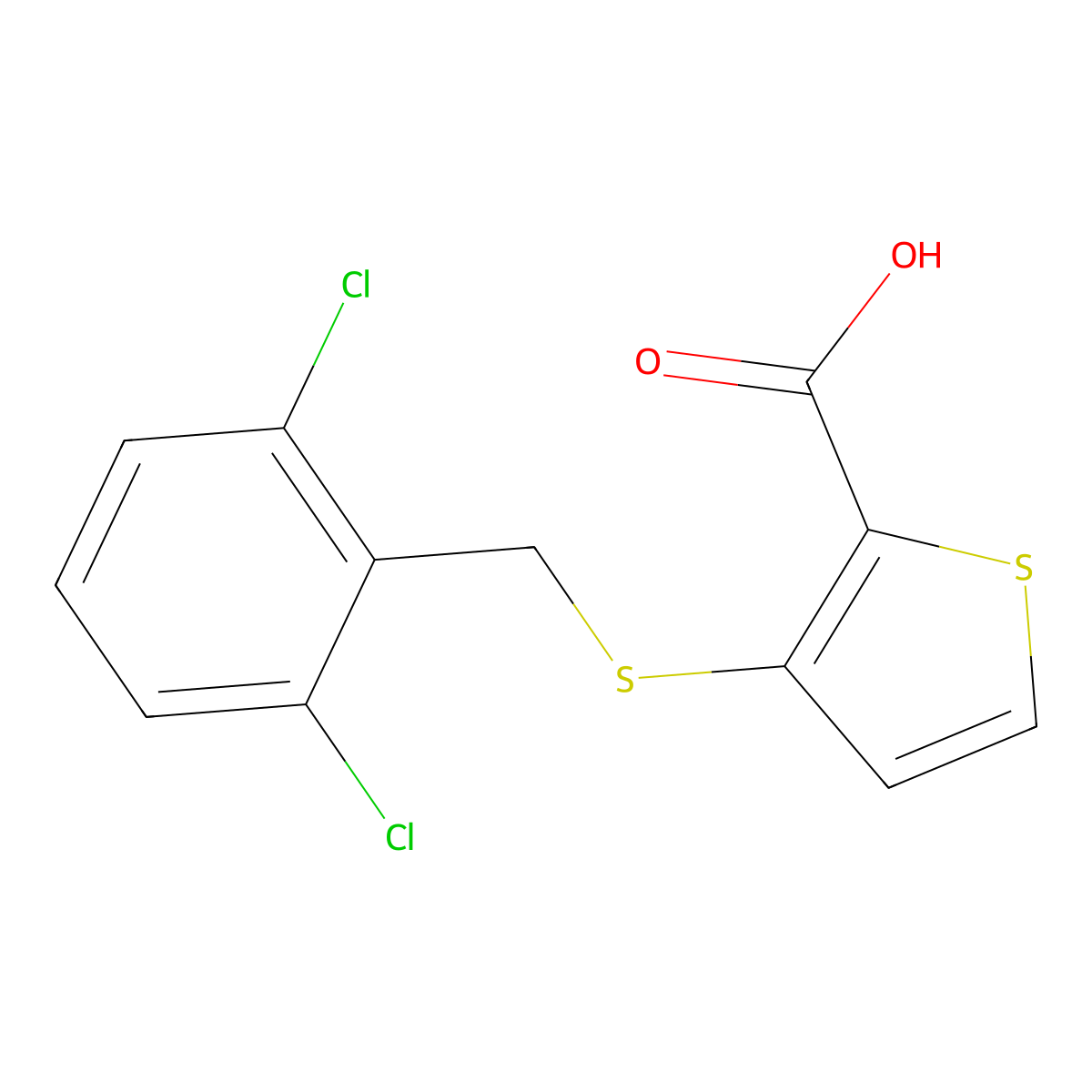 3-[(2,6-dichlorophenyl)methylsulfanyl]thiophene-2-carboxylic Acid molecular structure, CAS 250714-86-4
