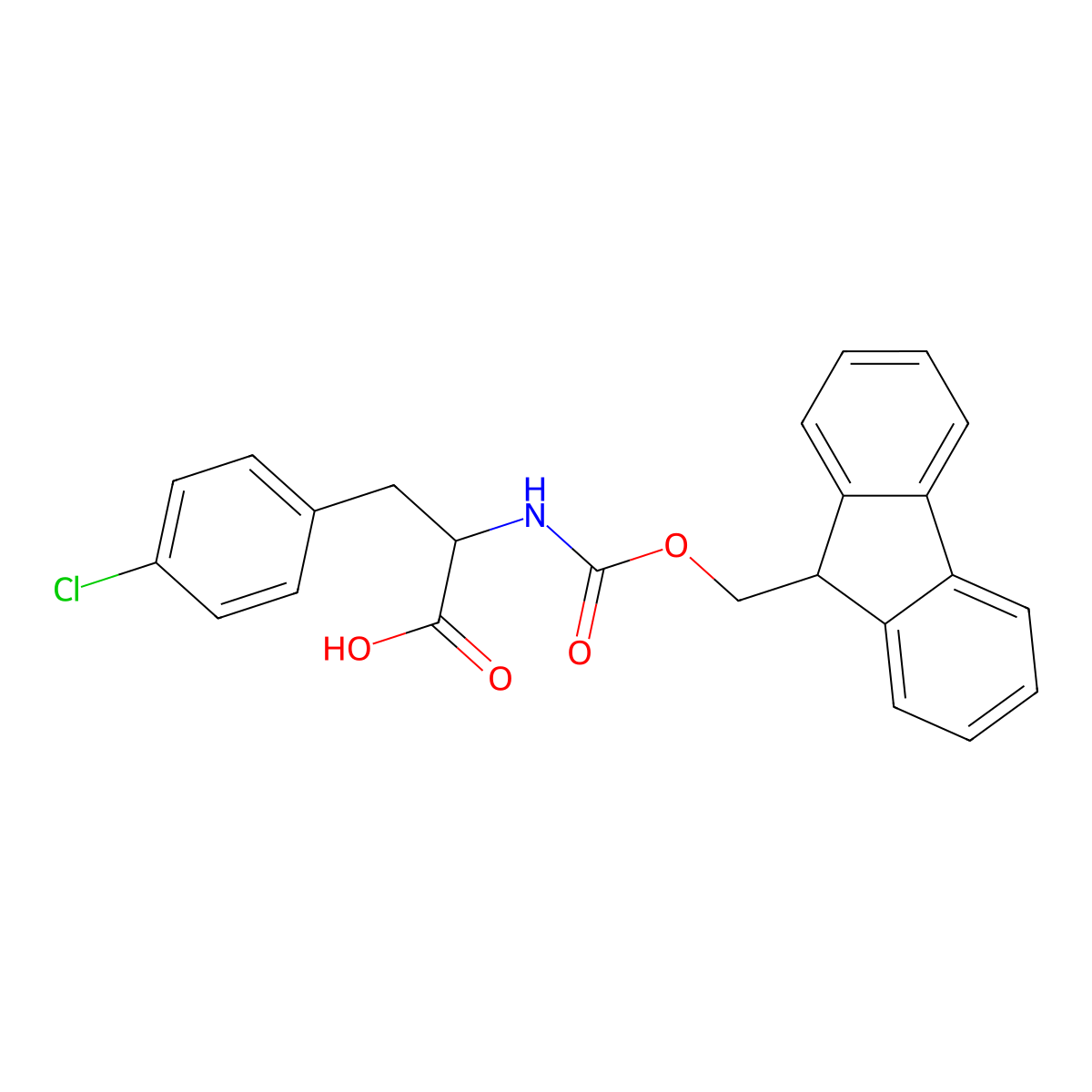 3-(4-Chloro-phenyl)-2-(9H-fluoren-9-ylmethoxycarbonylamino)-propionic acid molecular structure, CAS 250740-51-3