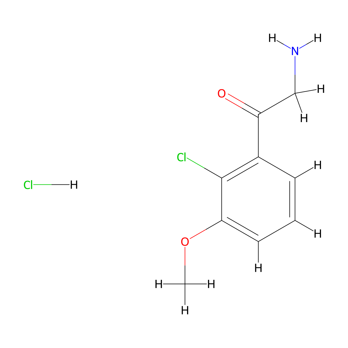 2-Amino-1-(2-chloro-3-methoxyphenyl)ethan-1-one hydrochloride molecular structure, CAS 2507957-65-3