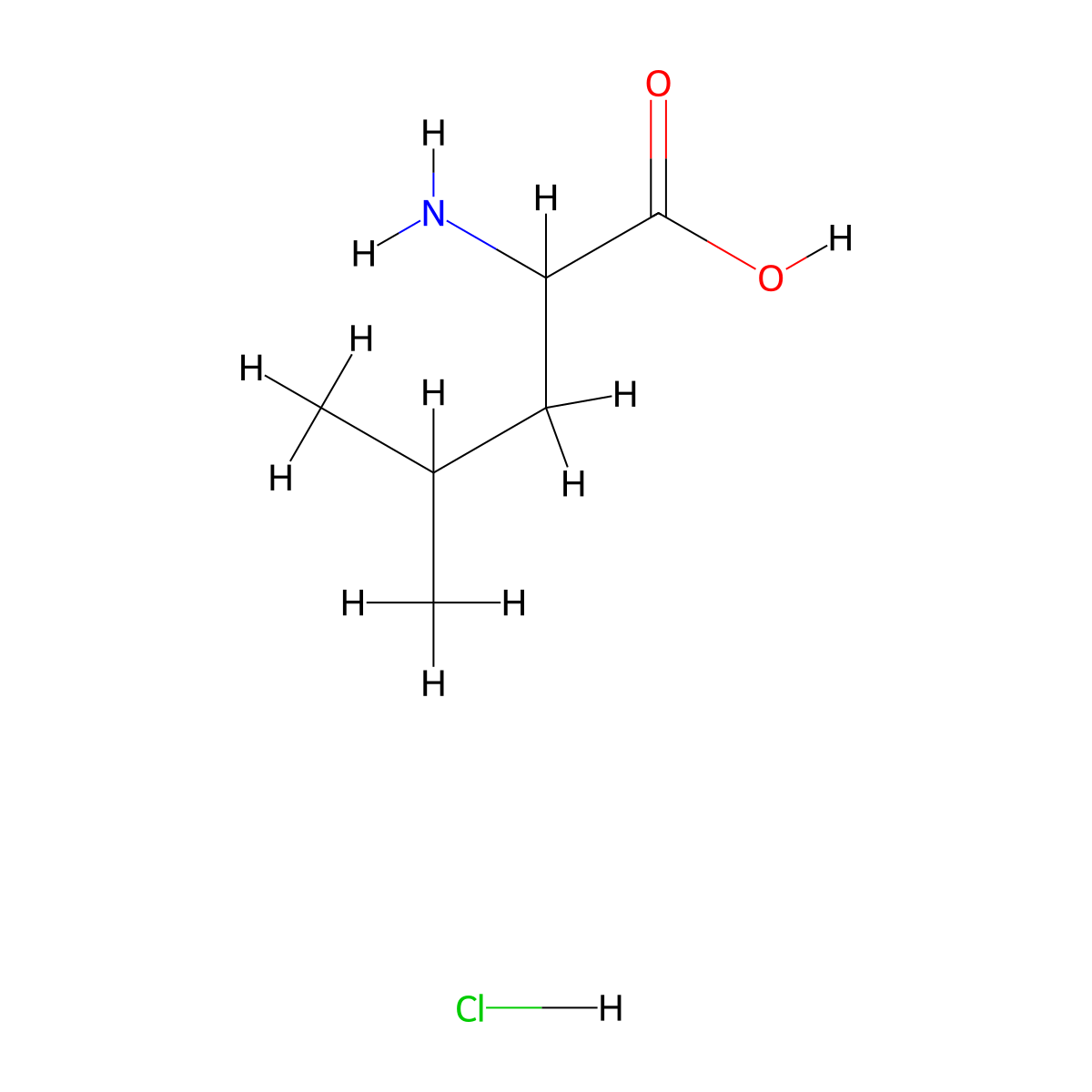 Leucine--hydrogen chloride (1/1) molecular structure, CAS 2508-63-6