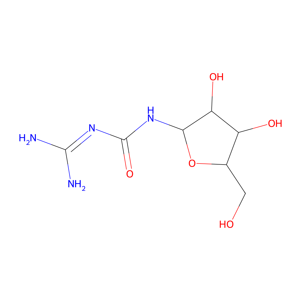 1-Amidino-3-beta-D-ribofuranosylurea molecular structure, CAS 2508-80-7