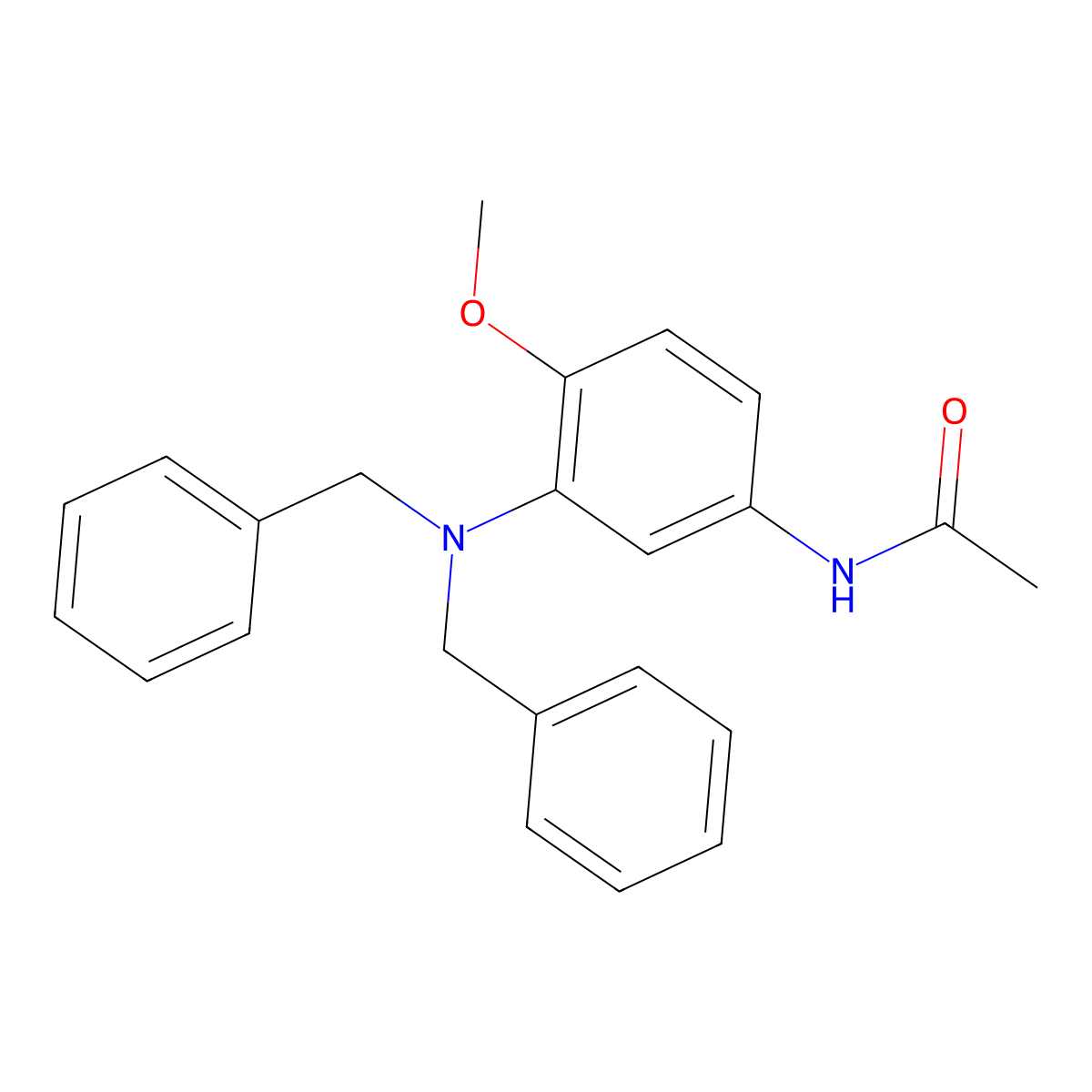 N-(3-(bis(phenylmethyl)amino)-4-methoxyphenyl)acetamide molecular structure, CAS 25080-14-2
