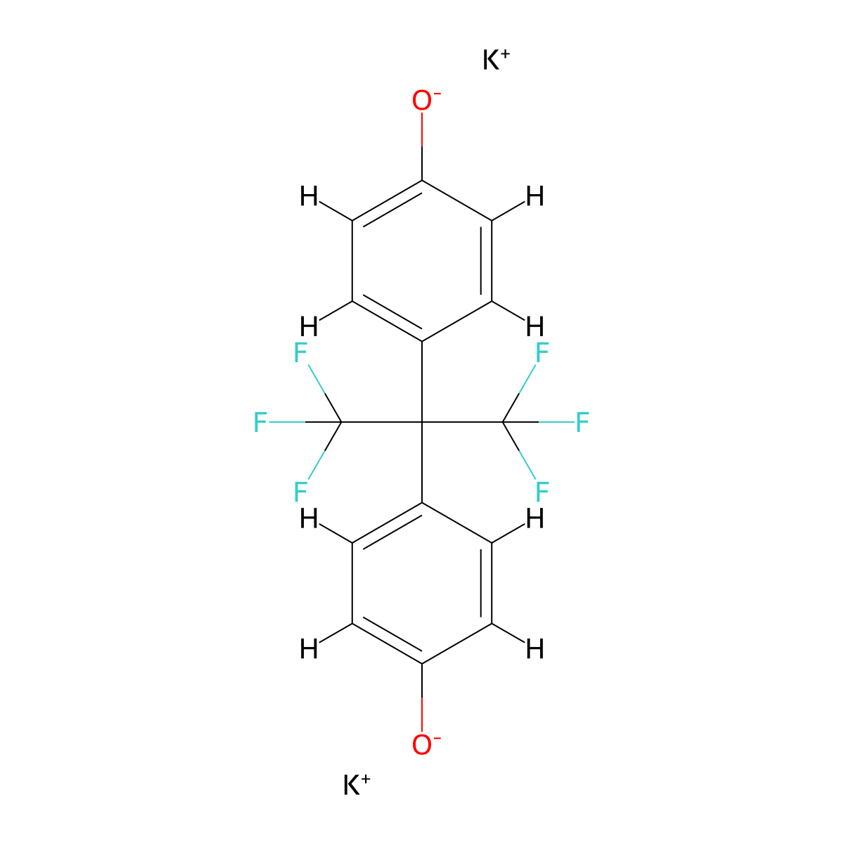 Dipotassium 4,4'-(hexafluoroisopropylidene)bisphenoxide molecular structure, CAS 25088-69-1