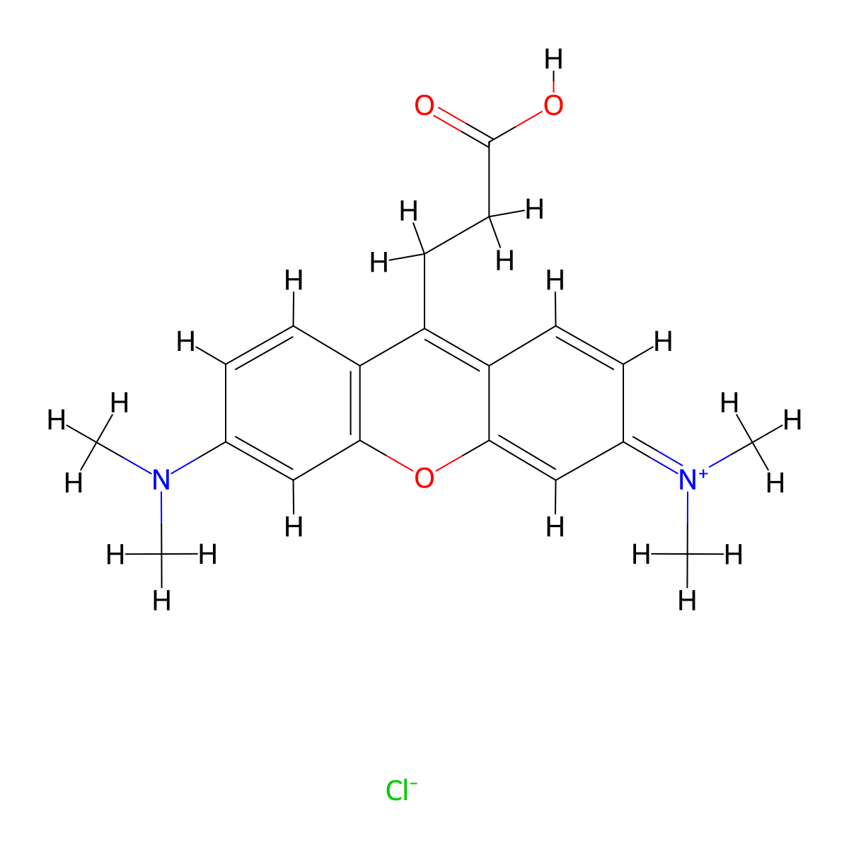 Xanthylium, 9-(2-carboxyethyl)-3,6-bis(dimethylamino)-, chloride (1:1) molecular structure, CAS 2509-06-0