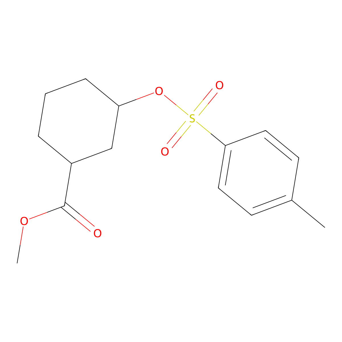 Methyl 3-[(4-methylbenzenesulfonyl)oxy]cyclohexane-1-carboxylate molecular structure, CAS 25090-50-0