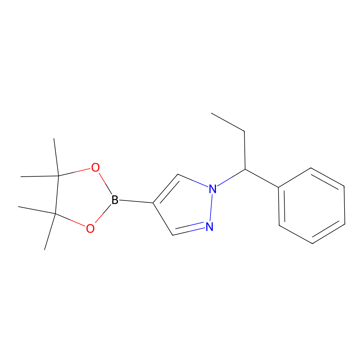 (S)-1-(1-Phenylpropyl)-4-(4,4,5,5-tetramethyl-1,3,2-dioxaborolan-2-YL)-1H-pyrazole molecular structure, CAS 2509134-33-0