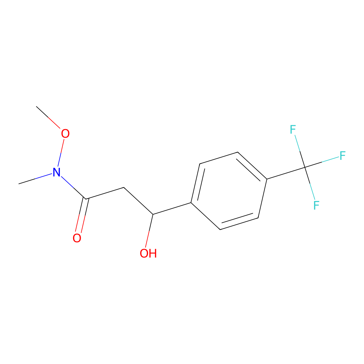 3-Hydroxy-N-methoxy-N-methyl-3-(4-(trifluoromethyl)phenyl)propanamide molecular structure, CAS 2509414-56-4