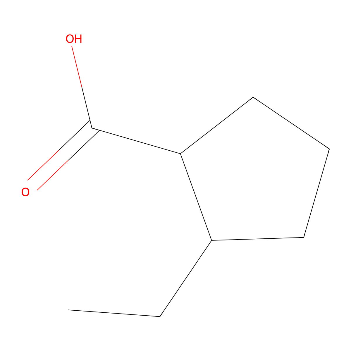 2-Ethylcyclopentane-1-carboxylic acid molecular structure, CAS 25102-62-9