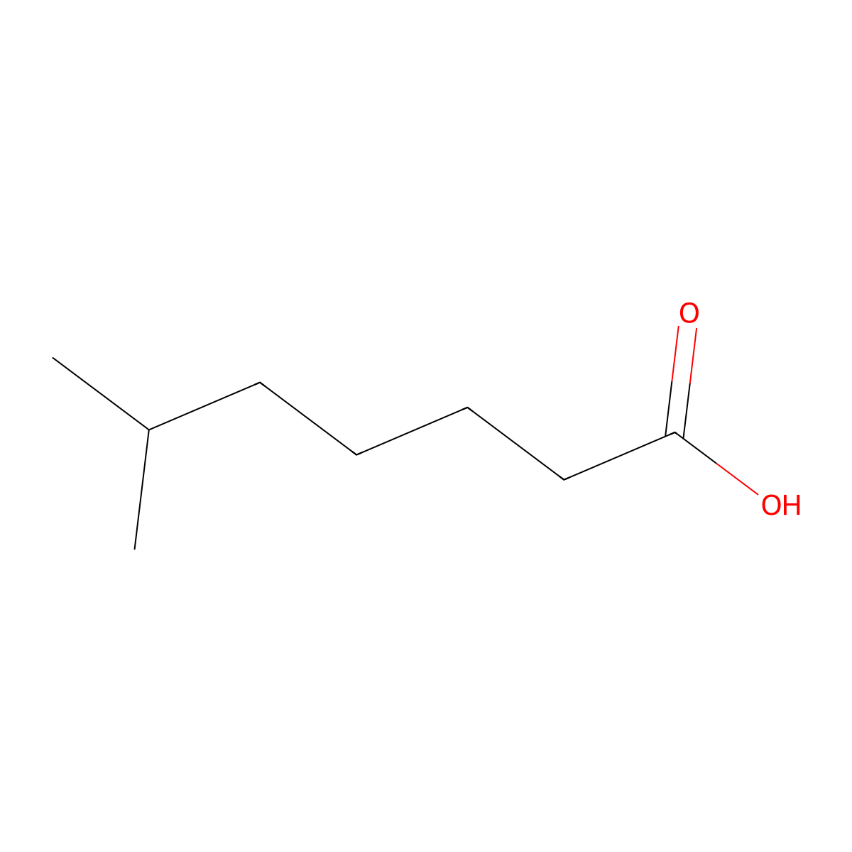 Isooctanoic acid molecular structure, CAS 25103-52-0