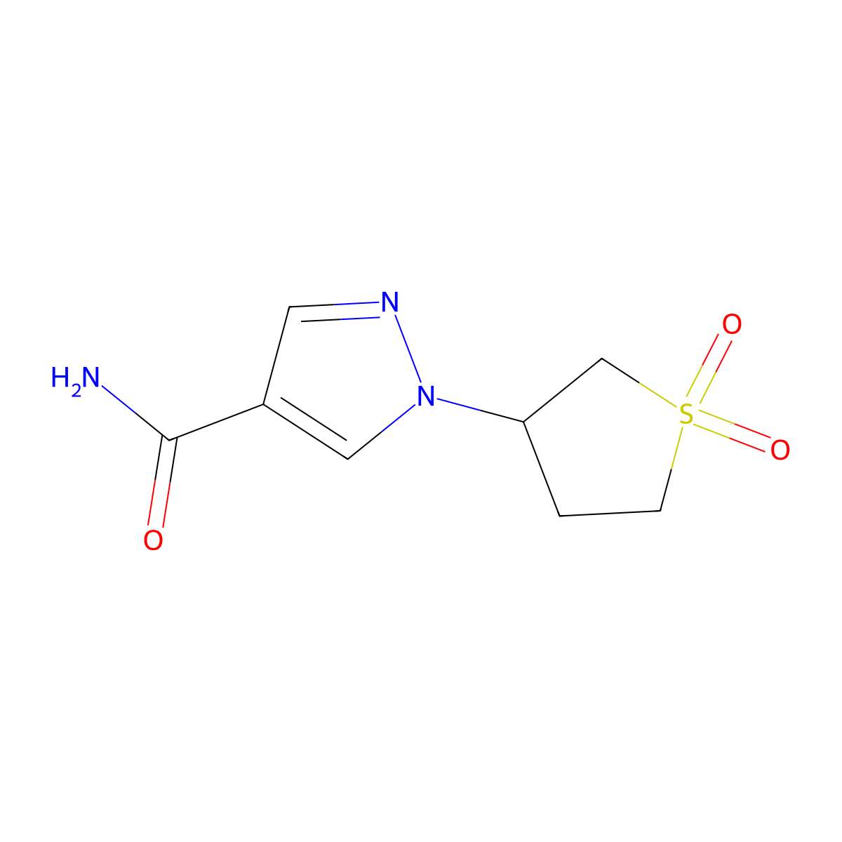 1-(1,1-Dioxothiolan-3-yl)pyrazole-4-carboxamide molecular structure, CAS 251096-51-2