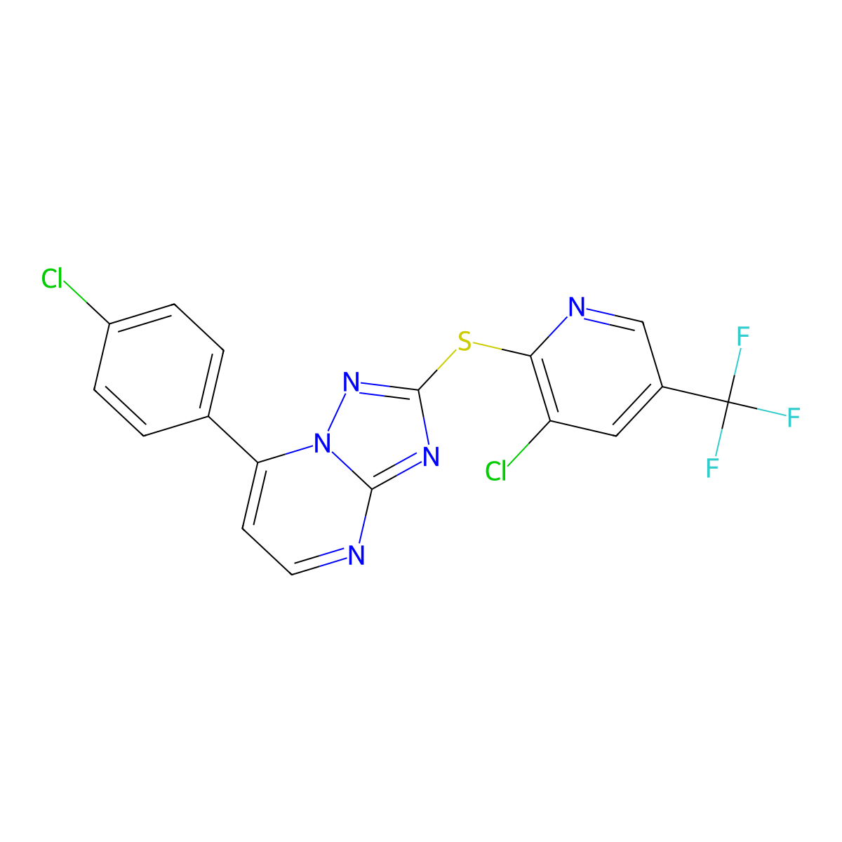 7-(4-Chlorophenyl)-2-[[3-chloro-5-(trifluoromethyl)-2-pyridinyl]thio]-[1,2,4]triazolo[1,5-a]pyrimidine molecular structure, CAS 251096-58-9
