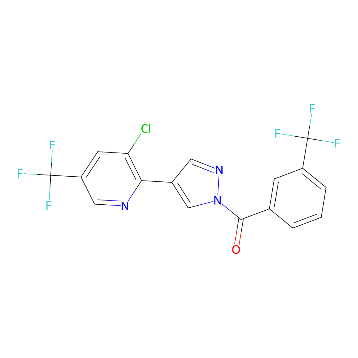 [4-[3-Chloro-5-(trifluoromethyl)pyridin-2-yl]pyrazol-1-yl]-[3-(trifluoromethyl)phenyl]methanone molecular structure, CAS 251096-67-0