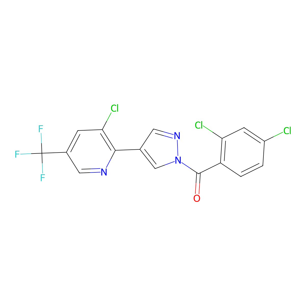[4-[3-Chloro-5-(trifluoromethyl)pyridin-2-yl]pyrazol-1-yl]-(2,4-dichlorophenyl)methanone molecular structure, CAS 251096-68-1