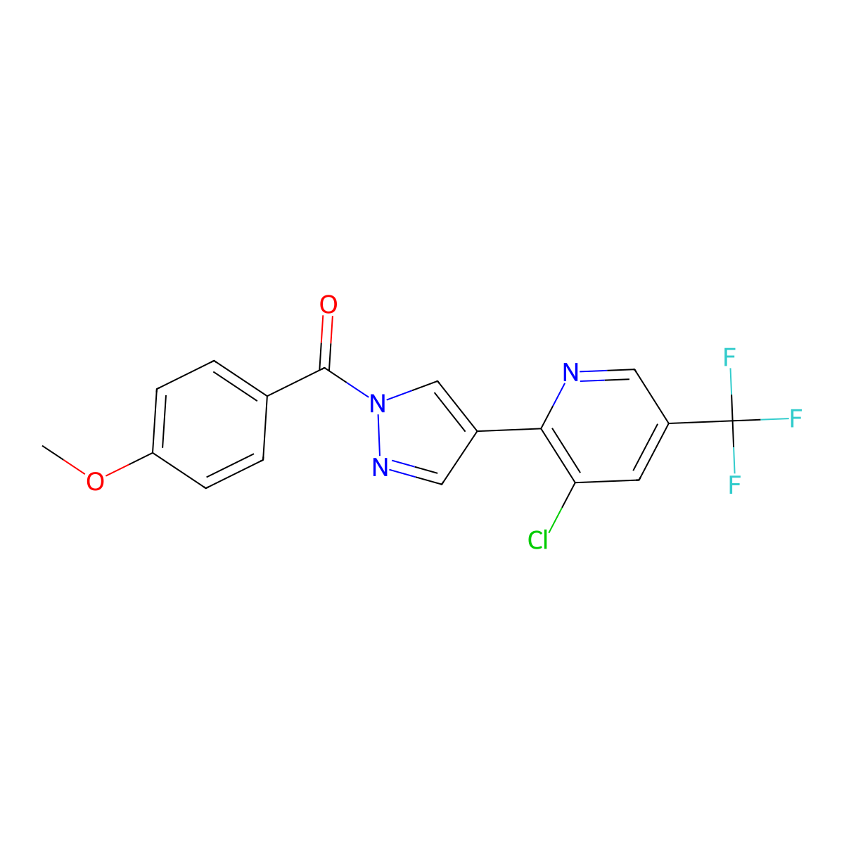 {4-[3-chloro-5-(trifluoromethyl)-2-pyridinyl]-1H-pyrazol-1-yl}(4-methoxyphenyl)methanone molecular structure, CAS 251096-69-2