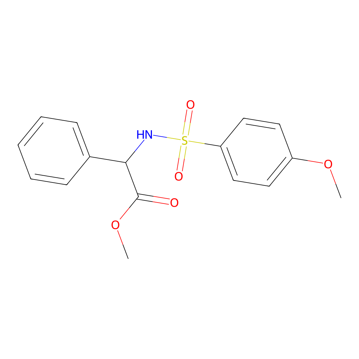 Methyl 2-{[(4-methoxyphenyl)sulfonyl]amino}-2-phenylacetate molecular structure, CAS 251096-82-9