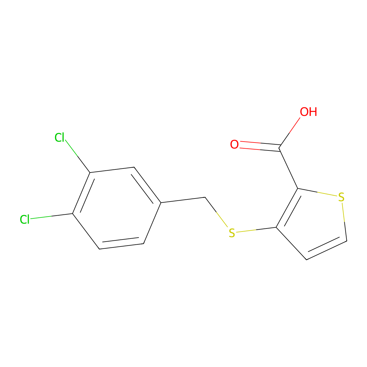3-[(3,4-Dichlorobenzyl)sulfanyl]-2-thiophenecarboxylic acid molecular structure, CAS 251096-84-1