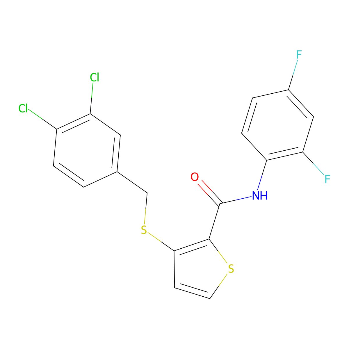 3-[(3,4-dichlorobenzyl)sulfanyl]-N-(2,4-difluorophenyl)-2-thiophenecarboxamide molecular structure, CAS 251096-85-2