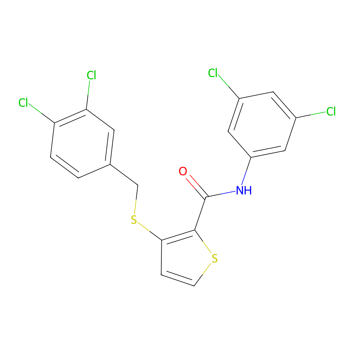 3-[(3,4-dichlorobenzyl)sulfanyl]-N-(3,5-dichlorophenyl)-2-thiophenecarboxamide molecular structure, CAS 251096-87-4