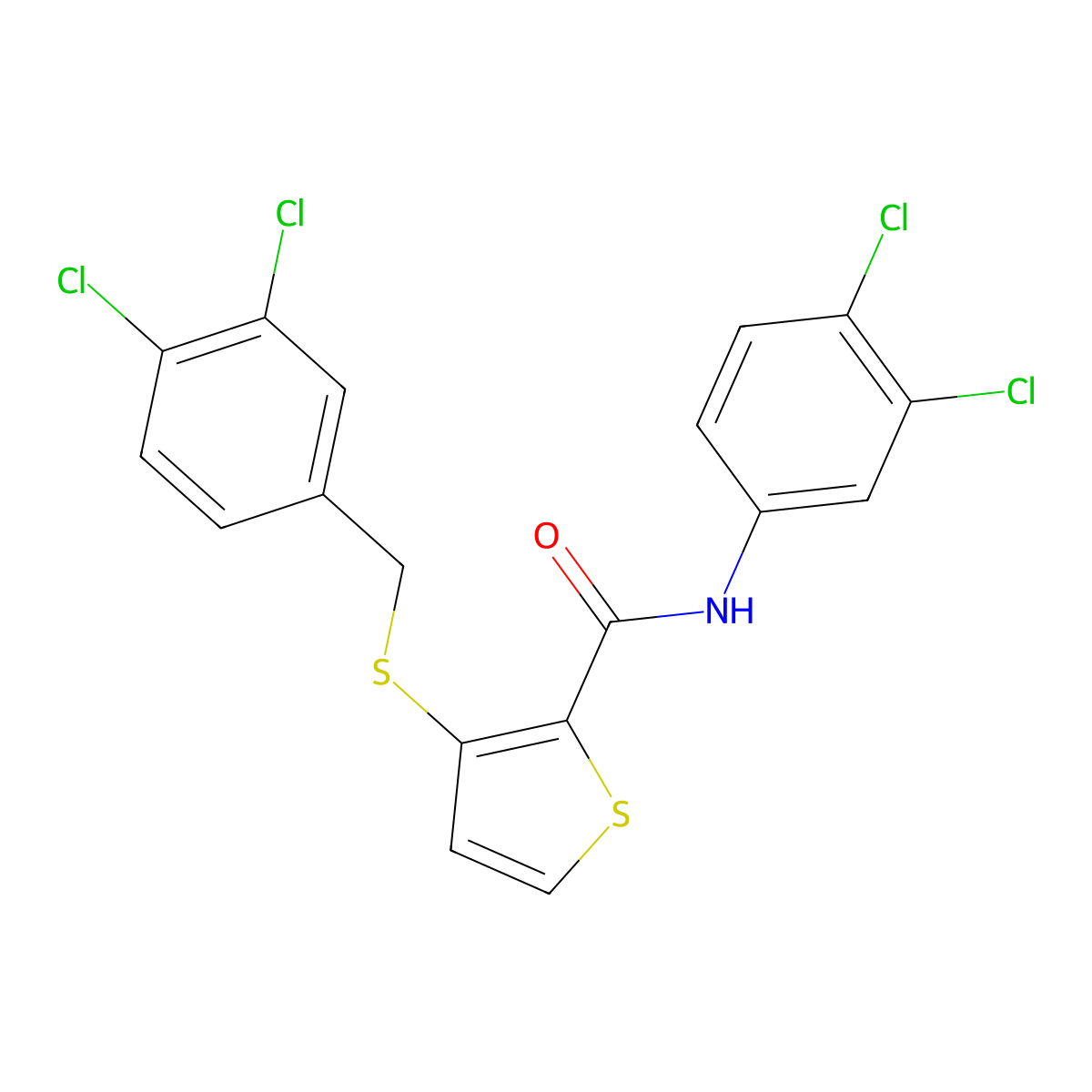 3-[(3,4-dichlorobenzyl)sulfanyl]-N-(3,4-dichlorophenyl)-2-thiophenecarboxamide molecular structure, CAS 251096-88-5