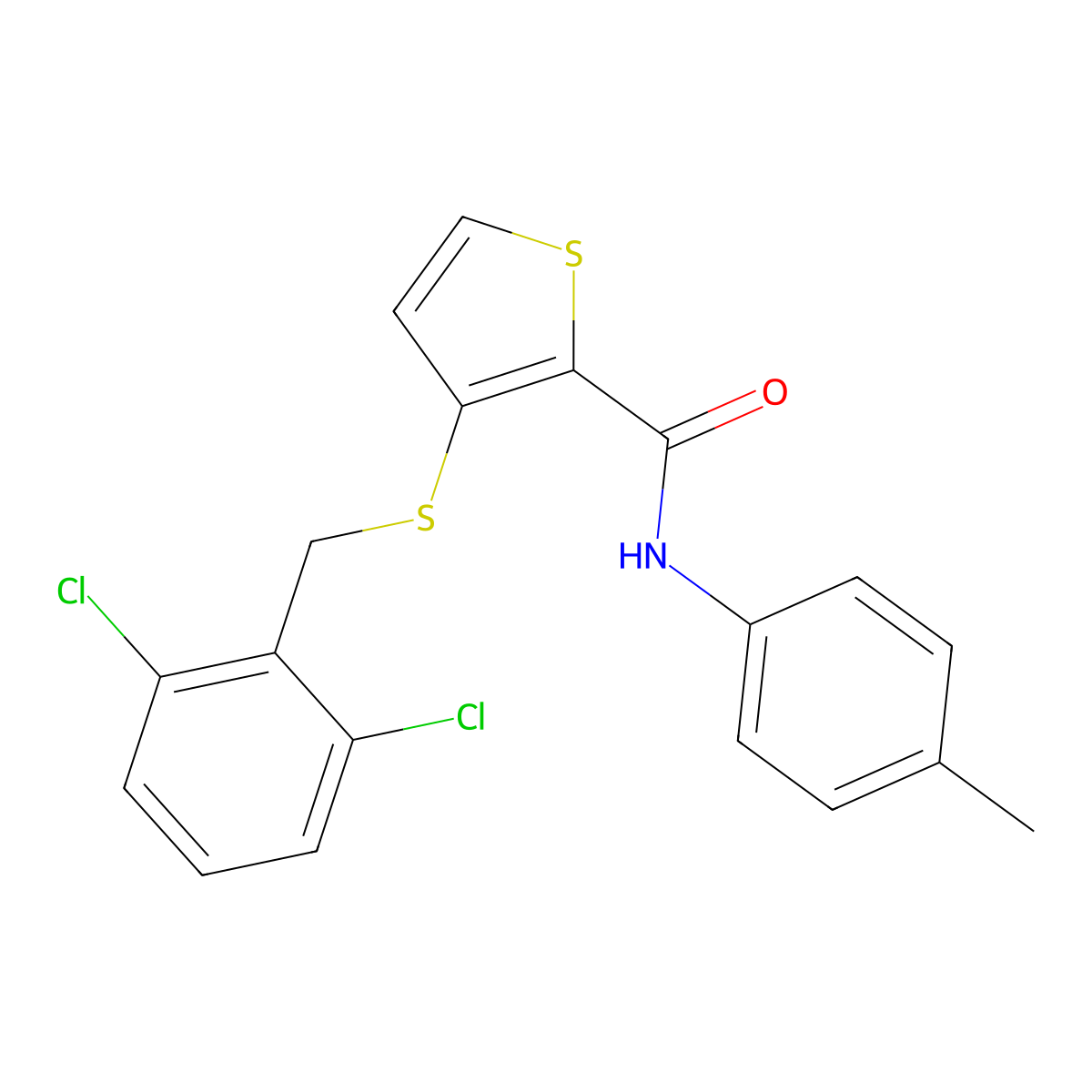 3-[(2,6-dichlorobenzyl)sulfanyl]-N-(4-methylphenyl)-2-thiophenecarboxamide molecular structure, CAS 251096-90-9