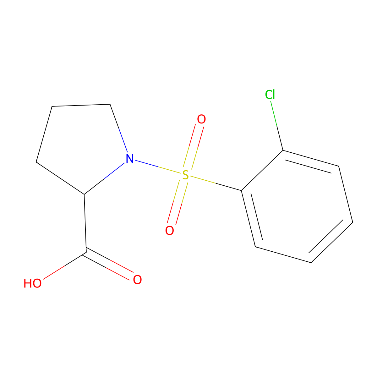 1-[(2-Chlorophenyl)sulfonyl]-2-pyrrolidinecarboxylic acid molecular structure, CAS 251096-95-4