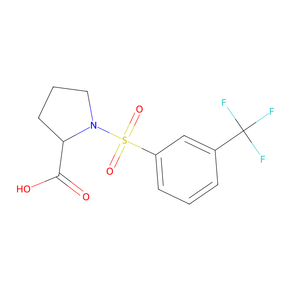 1-((3-(Trifluoromethyl)phenyl)sulfonyl)pyrrolidine-2-carboxylic acid molecular structure, CAS 251096-97-6