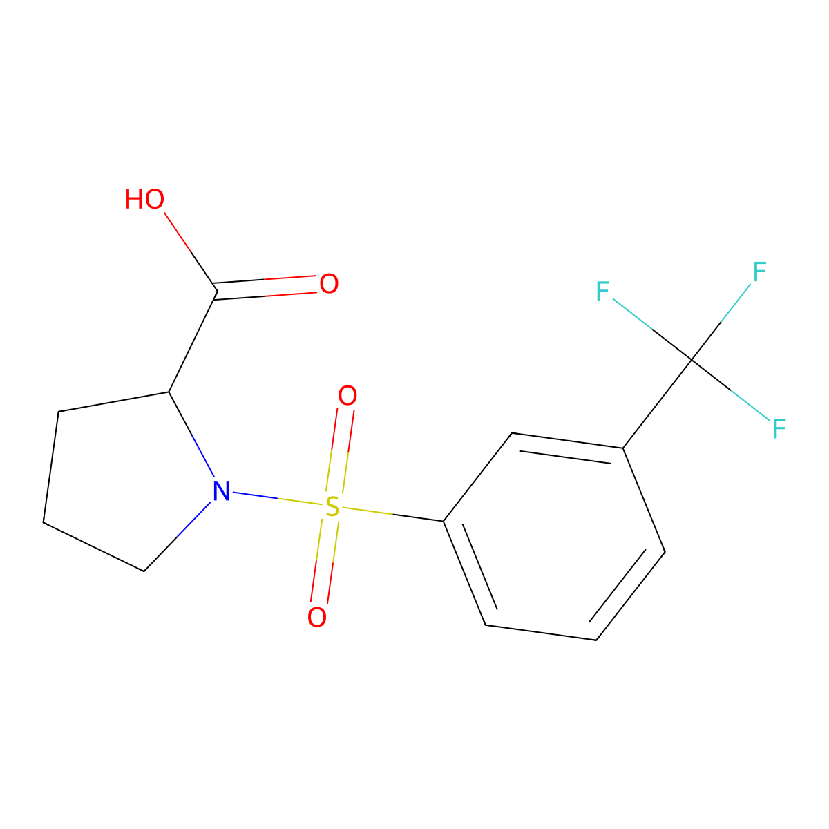 1-((3-(Trifluoromethyl)phenyl)sulfonyl)pyrrolidine-2-carboxylic acid molecular structure, CAS 251096-97-6