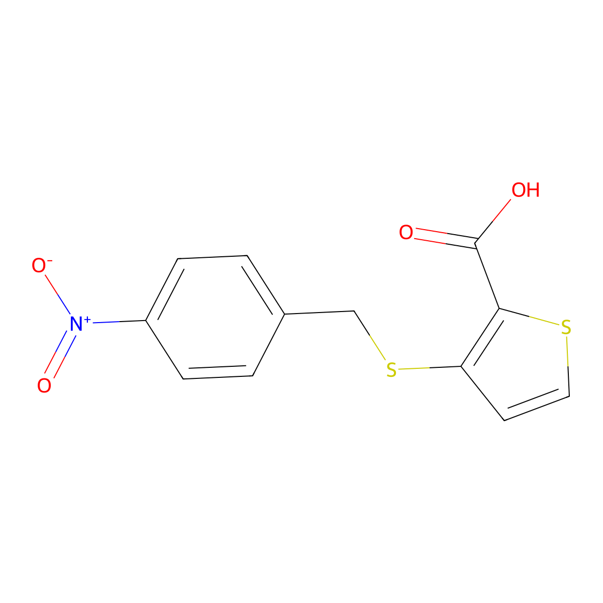 3-[(4-Nitrobenzyl)sulfanyl]-2-thiophene-carboxylic acid molecular structure, CAS 251097-01-5