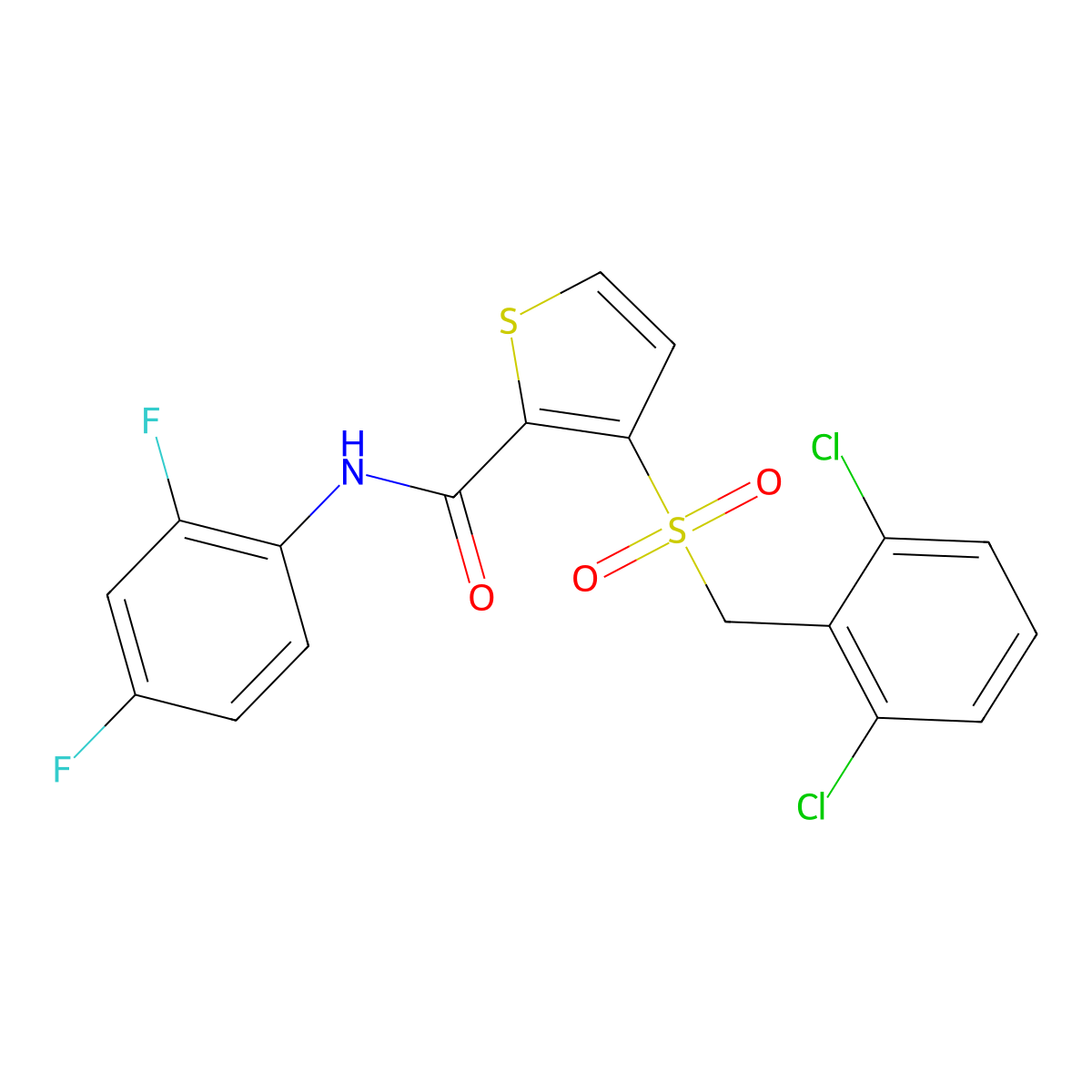 3-[(2,6-dichlorobenzyl)sulfonyl]-N-(2,4-difluorophenyl)-2-thiophenecarboxamide molecular structure, CAS 251097-08-2