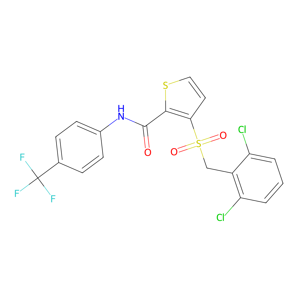 3-[(2,6-dichlorobenzyl)sulfonyl]-N-[4-(trifluoromethyl)phenyl]-2-thiophenecarboxamide molecular structure, CAS 251097-09-3