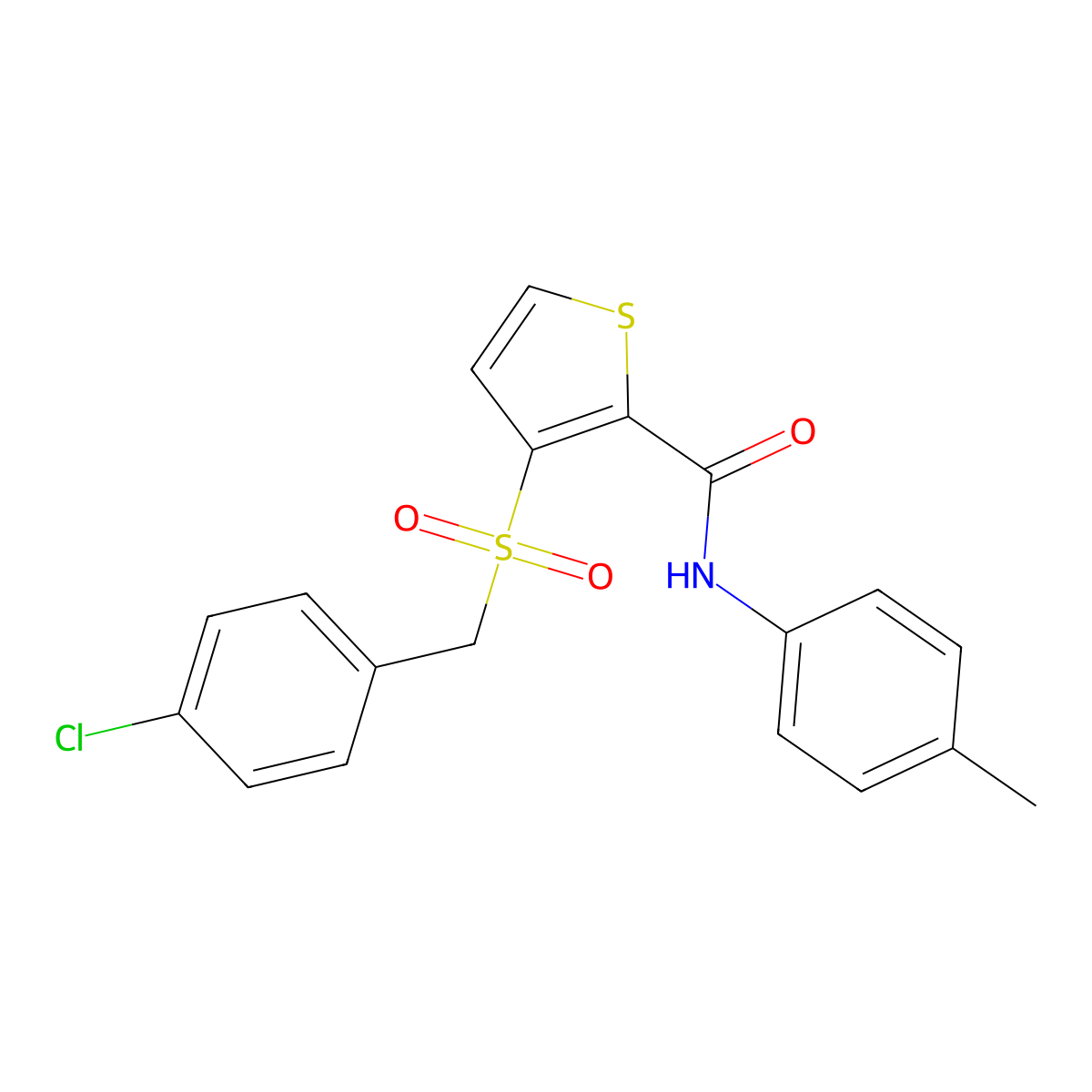 3-[(4-chlorobenzyl)sulfonyl]-N-(4-methylphenyl)-2-thiophenecarboxamide molecular structure, CAS 251097-11-7