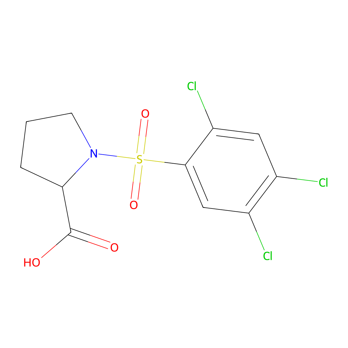 1-[(2,4,5-Trichlorophenyl)sulfonyl]-2-pyrrolidinecarboxylic acid molecular structure, CAS 251097-12-8