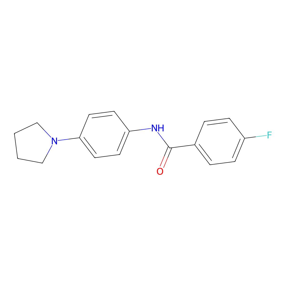 4-fluoro-N-[4-(pyrrolidin-1-yl)phenyl]benzamide molecular structure, CAS 251097-14-0