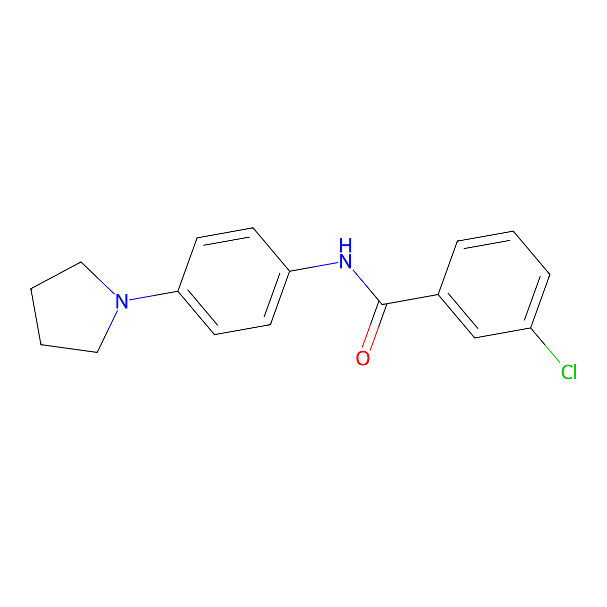 3-chloro-N-[4-(pyrrolidin-1-yl)phenyl]benzamide molecular structure, CAS 251097-20-8
