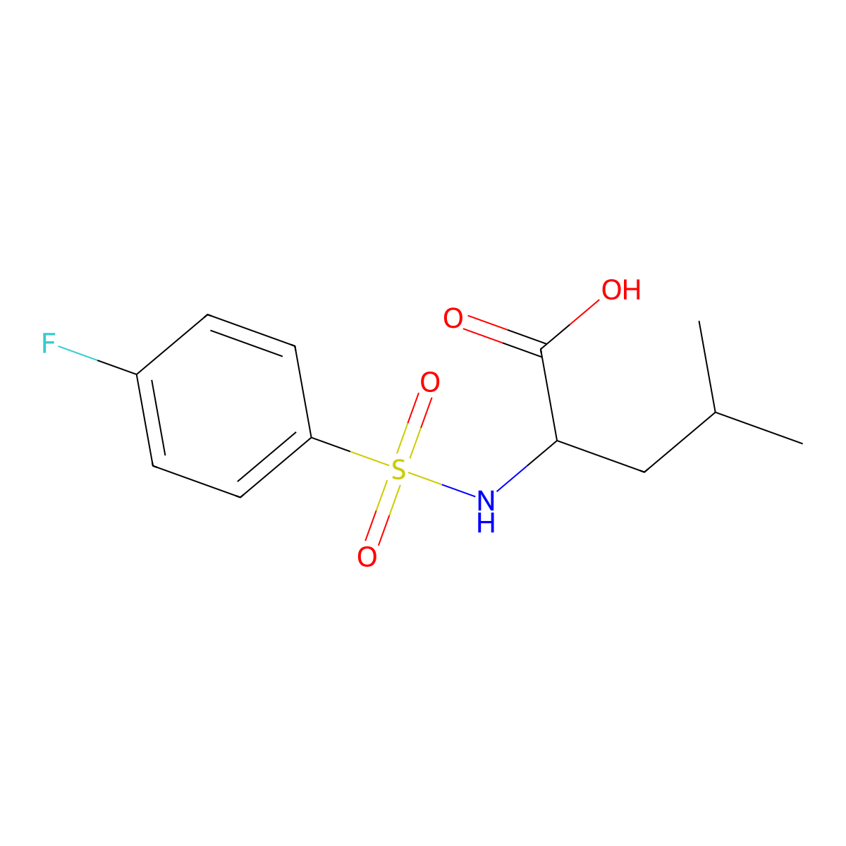 2-{[(4-Fluorophenyl)sulfonyl]amino}-4-methylpentanoic acid molecular structure, CAS 251097-25-3