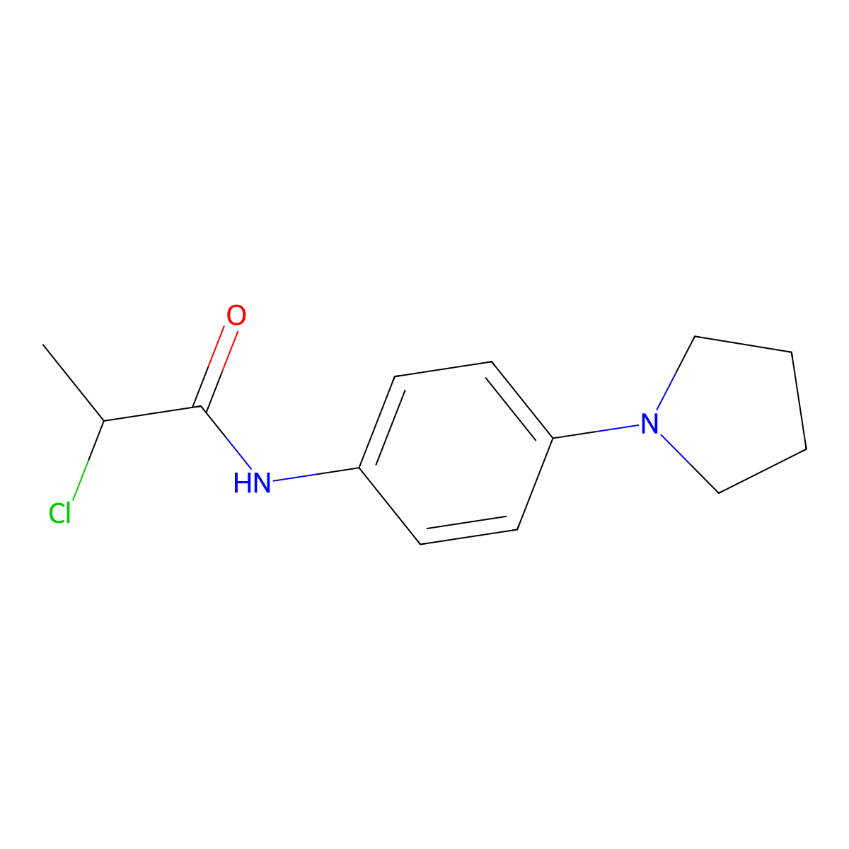 2-chloro-N-(4-(pyrrolidin-1-yl)phenyl)propanamide molecular structure, CAS 251097-32-2