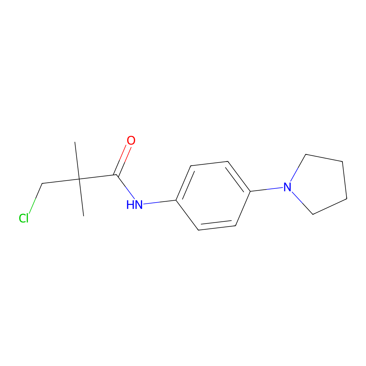 3-chloro-2,2-dimethyl-N-[4-(1-pyrrolidinyl)phenyl]propanamide molecular structure, CAS 251097-33-3