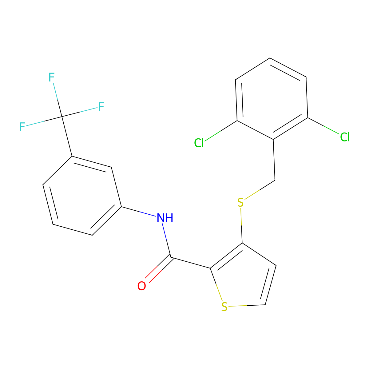 3-[(2,6-dichlorobenzyl)sulfanyl]-N-[3-(trifluoromethyl)phenyl]-2-thiophenecarboxamide molecular structure, CAS 251097-41-3