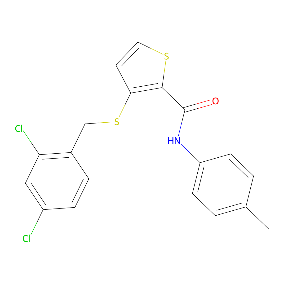 3-[(2,4-dichlorobenzyl)sulfanyl]-N-(4-methylphenyl)-2-thiophenecarboxamide molecular structure, CAS 251097-49-1