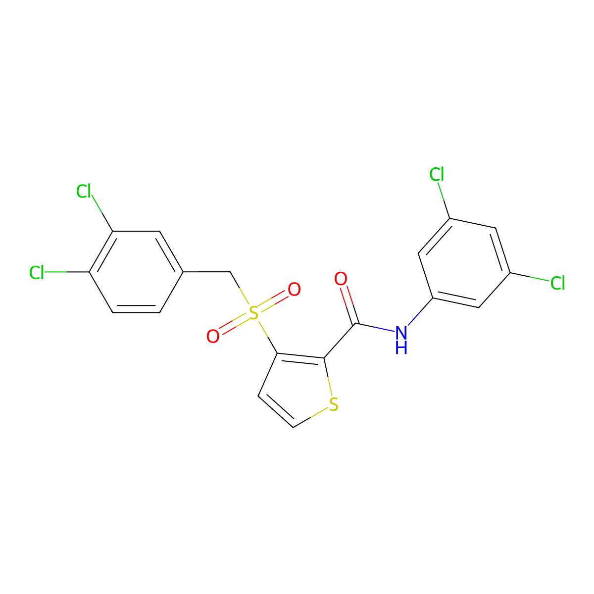 3-[(3,4-dichlorobenzyl)sulfonyl]-N-(3,5-dichlorophenyl)-2-thiophenecarboxamide molecular structure, CAS 251097-52-6
