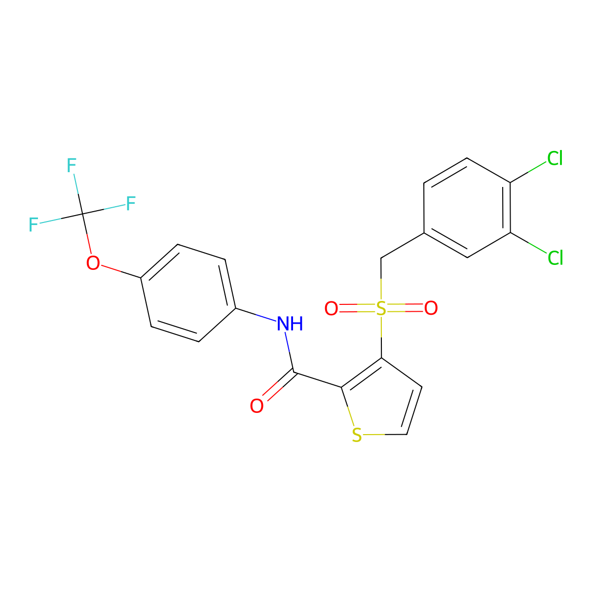 3-[(3,4-dichlorobenzyl)sulfonyl]-N-[4-(trifluoromethoxy)phenyl]-2-thiophenecarboxamide molecular structure, CAS 251097-53-7
