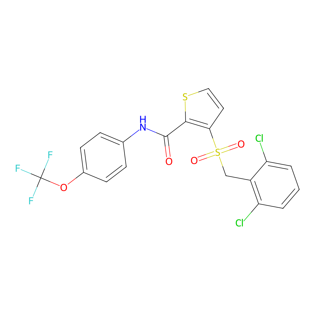 3-[(2,6-dichlorobenzyl)sulfonyl]-N-[4-(trifluoromethoxy)phenyl]-2-thiophenecarboxamide molecular structure, CAS 251097-54-8