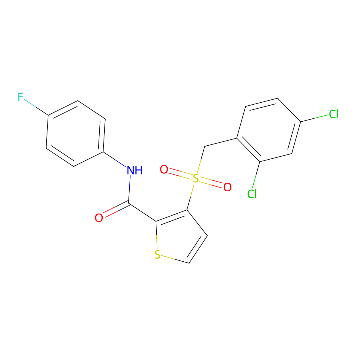 3-[(2,4-dichlorobenzyl)sulfonyl]-N-(4-fluorophenyl)-2-thiophenecarboxamide molecular structure, CAS 251097-60-6