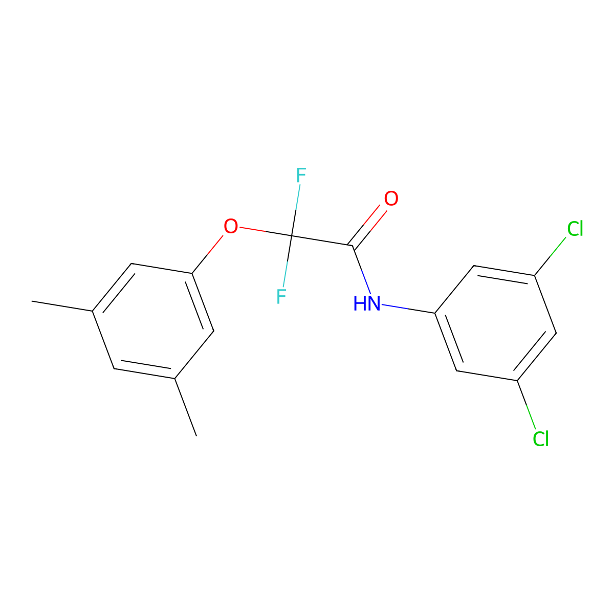 N-(3,5-dichlorophenyl)-2-(3,5-dimethylphenoxy)-2,2-difluoroacetamide molecular structure, CAS 251097-62-8