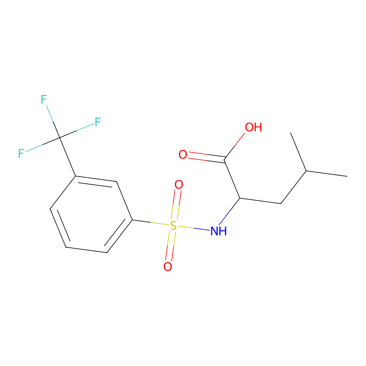 4-Methyl-2-(3-(trifluoromethyl)phenylsulfonamido)pentanoic acid molecular structure, CAS 251097-65-1